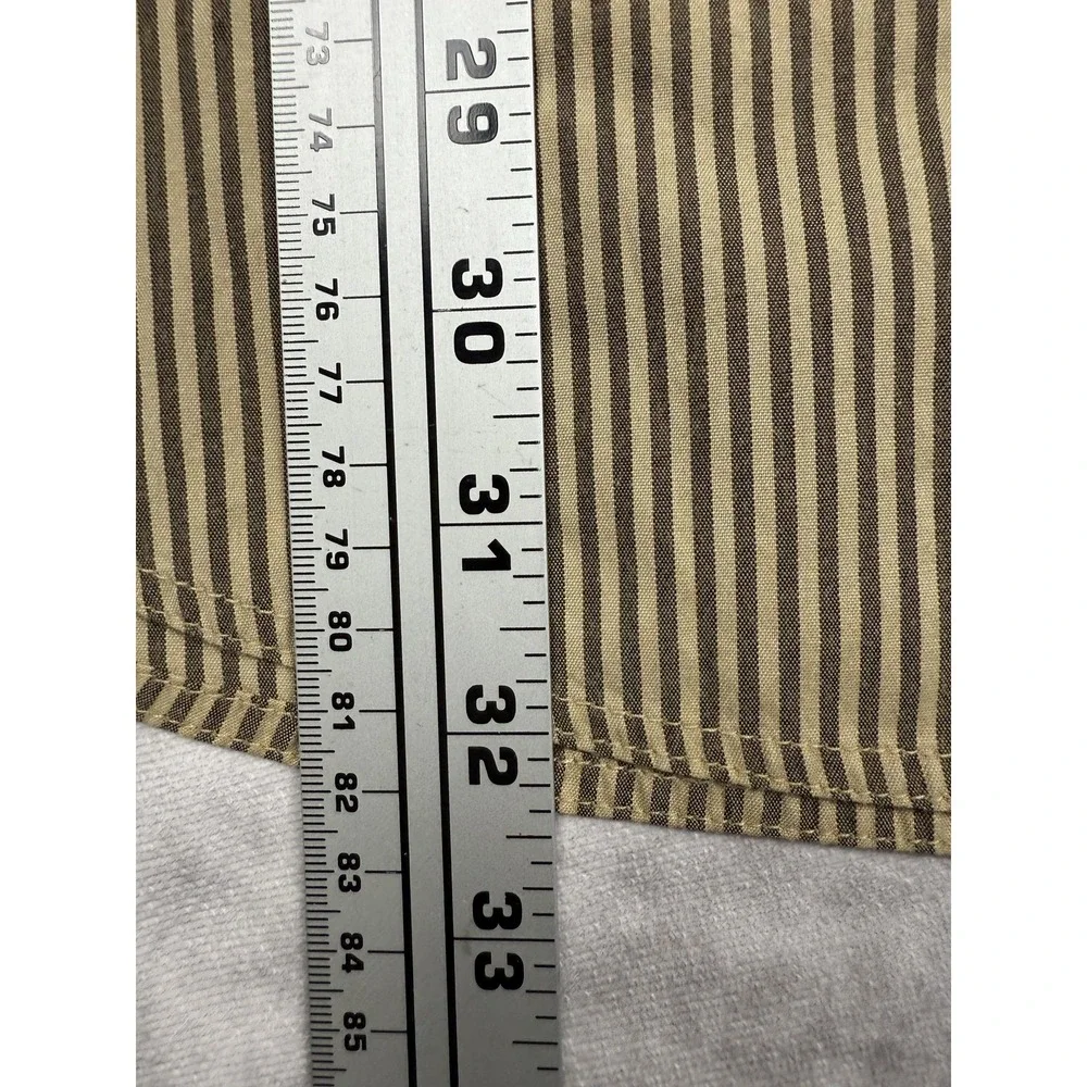 Hurley Shirt Mens XL Beige Brown Striped Button Up Long Sleeve Pocket Skater‎